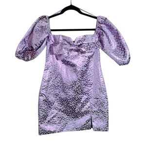 Cras Jasmine Bow Dress Metallic Purple Daisy Print Size 38 US 6